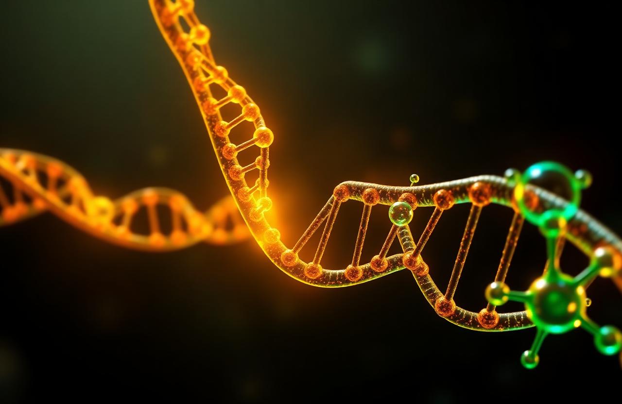 Hormone and DNA molecular illustration